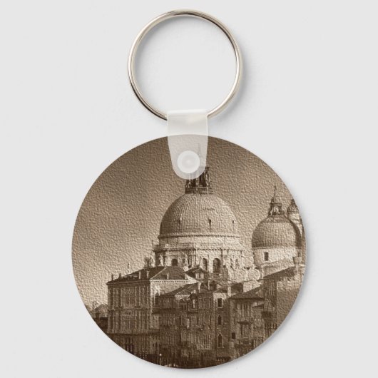Sepia Paper Effect Venice Grand Canal Sleutelhanger (Voorkant)