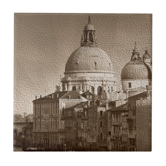 Sepia Paper Effect Venice Grand Canal Tegeltje (Voorkant)
