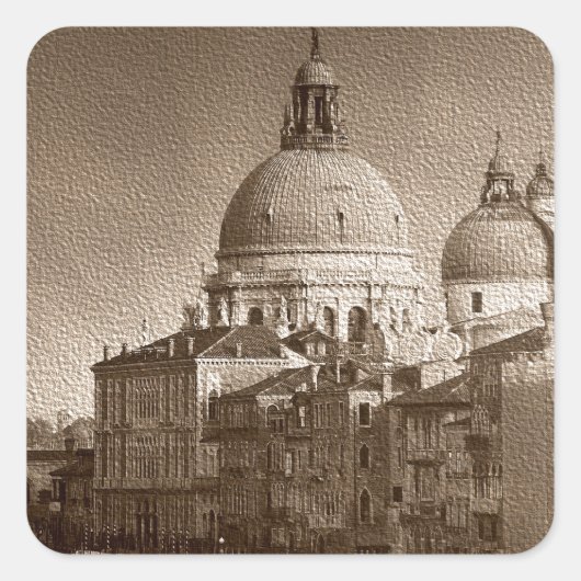 Sepia Paper Effect Venice Grand Canal Vierkante Sticker (Voorkant)
