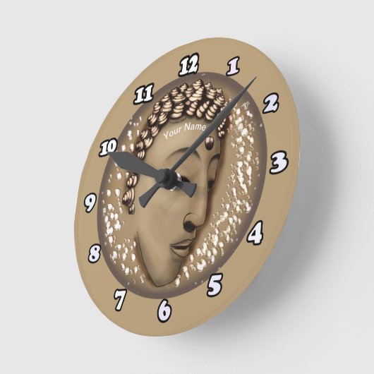 Sepia Peace Buddha Clock Ronde Klok (Hoek)