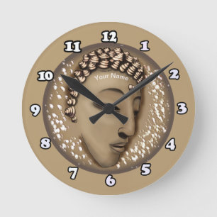 Sepia Peace Buddha Clock Ronde Klok