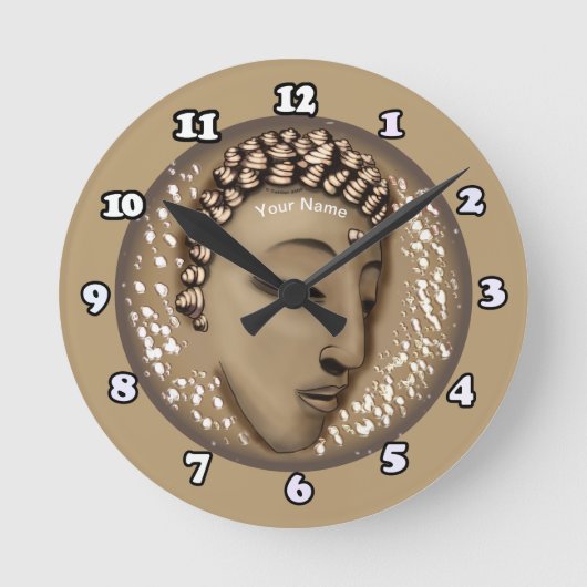 Sepia Peace Buddha Clock Ronde Klok (Voorkant)