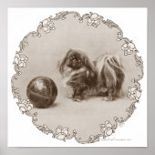 Sepia Pekingese Portrait Poster (Voorkant)
