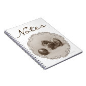 Sepia Pekingese Portret Notitieboek (Rechterzijde)