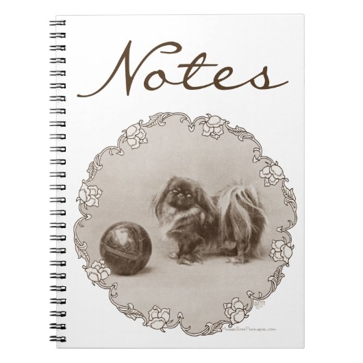 Sepia Pekingese Portret Notitieboek (Voorkant)