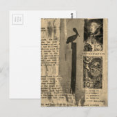 Sepia Pelican mixed media collage Briefkaart (Voorkant / Achterkant)