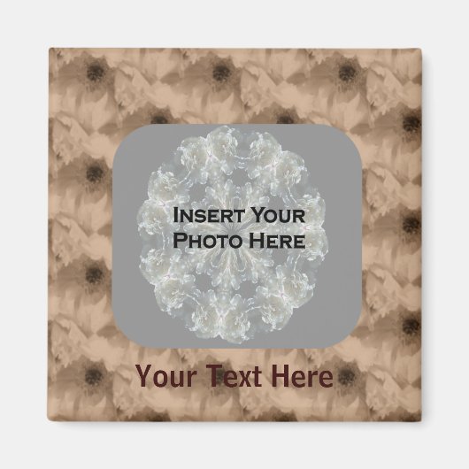 Sepia Peony Flowers Photo Magnet (Voorkant)
