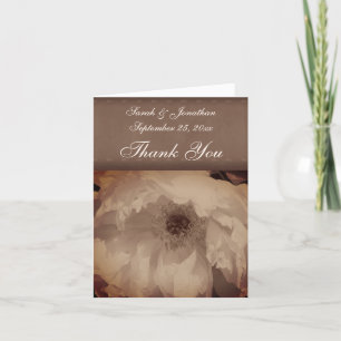  Sepia Peony gepersonaliseerde bloemenbruiloft Bedankkaart