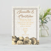 Sepia perkament bloementraditionele bruiloft kaart (Staand voorkant)