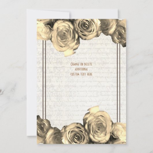 Sepia perkament bloementraditionele bruiloft kaart (Achterkant)
