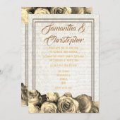 Sepia perkament bloementraditionele bruiloft kaart (Voorkant / Achterkant)