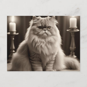 Sepia Perzisch Kattenportret Tijdloos Elegant Briefkaart