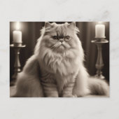 Sepia Perzisch Kattenportret Tijdloos Elegant Briefkaart (Voorkant)