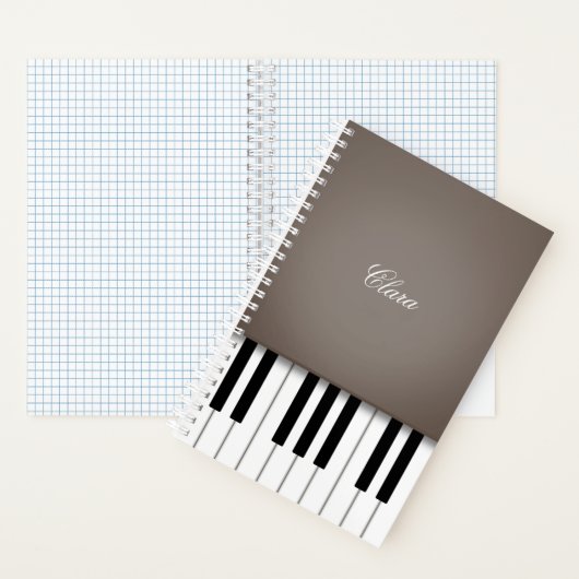 Sepia Piano Muziek Toetsenbord Gepersonaliseerd Notitieboek (Binnen)