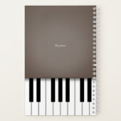 Sepia Piano Muziek Toetsenbord Gepersonaliseerd Notitieboek (Achterkant)