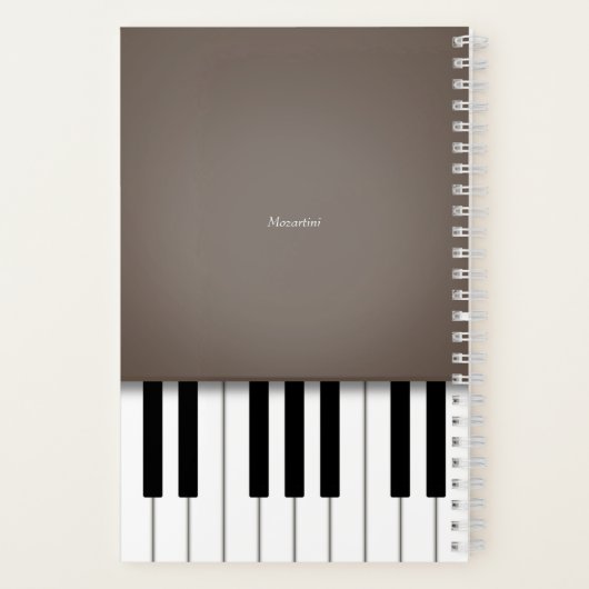Sepia Piano Muziek Toetsenbord Gepersonaliseerd Notitieboek (Achterkant)