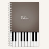 Sepia Piano Muziek Toetsenbord Gepersonaliseerd Notitieboek (Voorkant)
