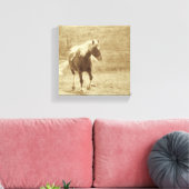 Sepia Pinto Pony Canvas Afdruk (Insitu (Woonkamer))