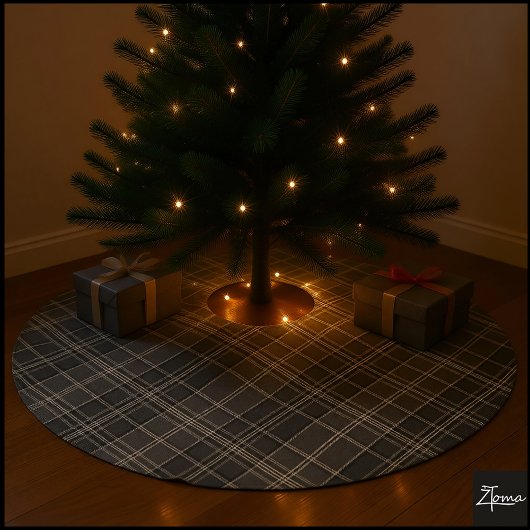 Sepia Plaid Vintage Tartan Taupe Check Kerstboom Rok