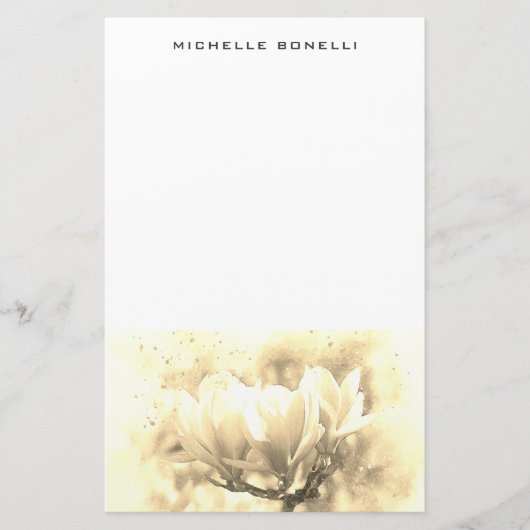 Sepia Plain Minimalist Professional Flower Design Briefpapier (Voorkant)