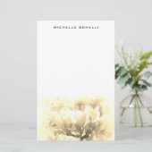 Sepia Plain Minimalist Professional Flower Design Briefpapier (Staand voorkant)