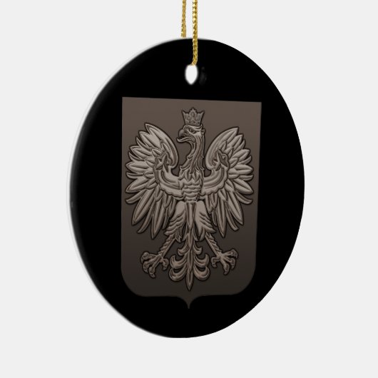 Sepia Poland Eagle Shield Keramisch Ornament (Rechts)