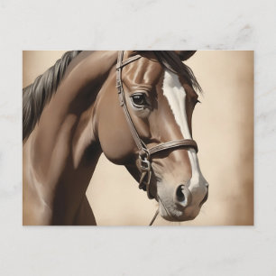  Sepia Portret van een Paard Briefkaart