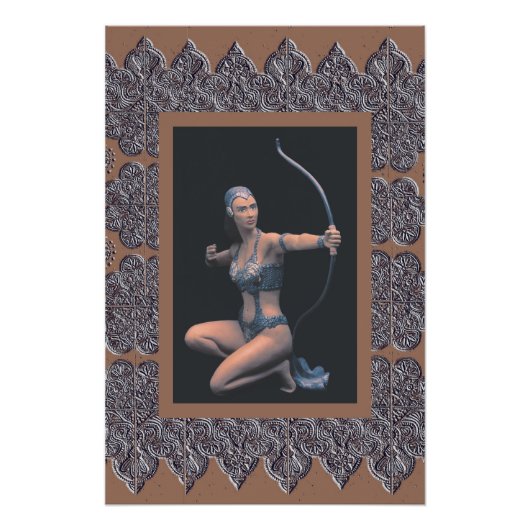 Sepia Poster met Artemis Sculptuur (Voorkant)