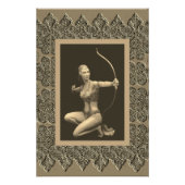 Sepia Poster met Artemis Sculptuur (Voorkant)