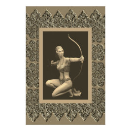 Sepia Poster met Artemis Sculptuur