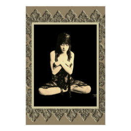 Sepia poster met vintage danseres