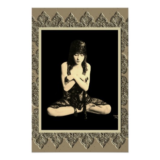 Sepia poster met vintage danseres (Voorkant)