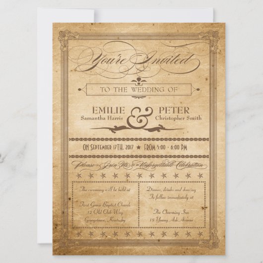  Sepia Poster Style Wedding Invite Kaart (Voorkant)