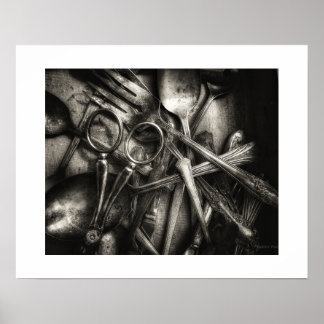 Sepia Posterprint van alledaagse gebruiksvoorwerpe Poster
