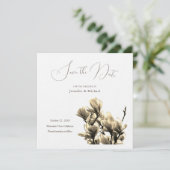 Sepia Professionele Minimalistische Bloemenmagnoli Save The Date (Staand voorkant)