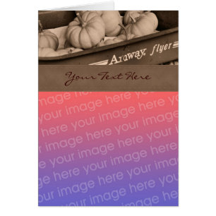 Sepia Pumpkins and Wagon Herfst Photo Card