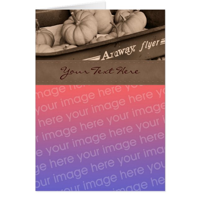 Sepia Pumpkins and Wagon Herfst Photo Card (Voorkant)