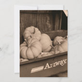 Sepia pumpkins in Wagon - uitnodiging tot huwelijk (Achterkant)