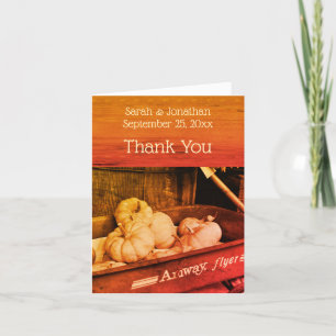 Sepia Pumpkins Wagon Autumn Weddenschap Hartelijk  Bedankkaart