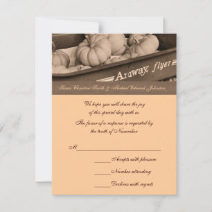 Sepia Pumpkins Wagon Wedding Response RSVP Card Kaartje