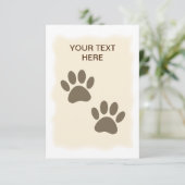 sepia Puppy Paw-printers Kaart (Staand voorkant)