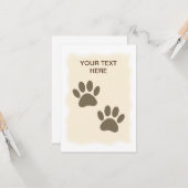 sepia Puppy Paw-printers Kaart (Voorkant / Achterkant in situ)