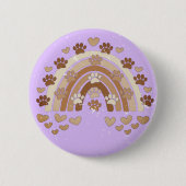 Sepia Rainbow Dog Paw Prints Custom Ronde Button 5,7 Cm (Voorkant)