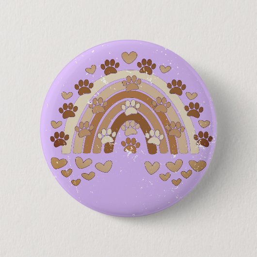 Sepia Rainbow Dog Paw Prints Custom Ronde Button 5,7 Cm (Voorkant)