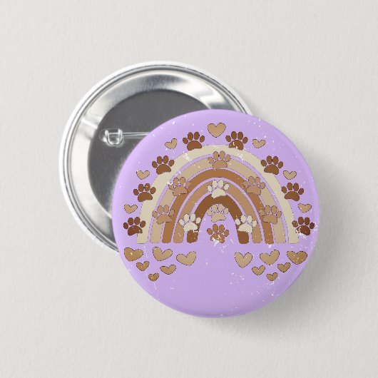 Sepia Rainbow Dog Paw Prints Custom Ronde Button 5,7 Cm (Voorkant /achterkant)
