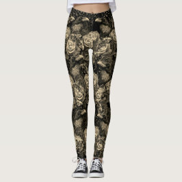 Sepia Raven Evermore met Rozen en Hawkmoths Leggings
