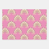 sepia regenboogdog en harten ompakken inpakpapier vel (Voorkant 2)