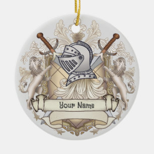 Sepia ridder Schild achternaam Keramisch Ornament