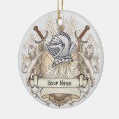 Sepia ridder Schild achternaam Keramisch Ornament (Links)