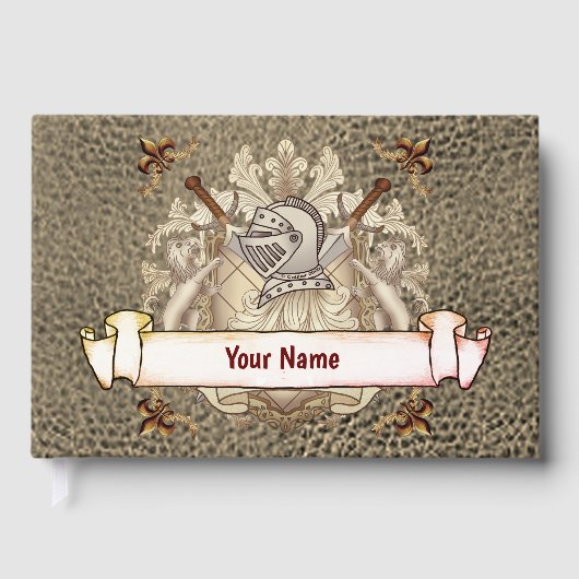 Sepia ridder Shield achternaam Gastenboek (Voorkant)